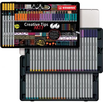 SET STABILO CREATIVE TIPS 50 UDS ESTUCHE METAL CREATIVE TIPS 200x330x33 Cms