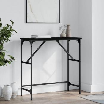 Mesa consola de madera de ingeniería 75x32x75 cm en color negro, roble sonoma y roble ahumado, ideal como mesa de sofá, mesa de entrada para salón o mueble recibidor