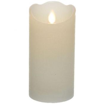 Vela interior de led 7,5x15cm color blanco con acabado rústico y luz cálida