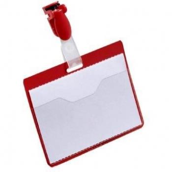 Durable 810603 Placa de identificación , con clip, 60 x 90 mm, plástico, Paquete de 25 piezas, rojo