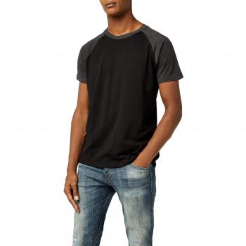 Urban Classics Men's Raglan Contrast T-Shirt - Black/Charcoal, Sizes S to XXL