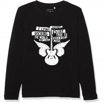 NAME IT Nitvux Ls Top Box H Mz G, Camisa Manga Larga para Niños, Negro