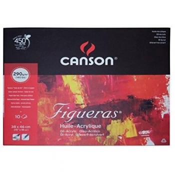 Canson Figueras - Bloc Encolado, 38 x 46 cm, 10 Hojas, Grano Entelado, 290 g