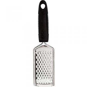 Rallador de Queso Acero Inoxidable 27x8x3cm Negro Mate con Asas y Mango Baquelita Soft Touch