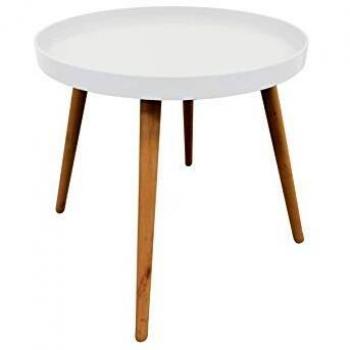Mesa auxiliar redonda blanca MDF 50x44 cm
