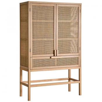 Armario de Madera de Pino en color Natural y Marrón de 100x40x160cm