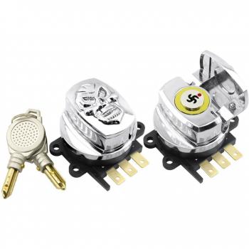 V PARTS - 10936 : Cerradura Tipo Harley Cromada Calvera/Llave Shaken
