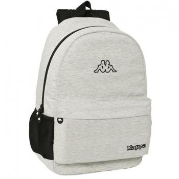 Mochila Adaptable a Carro Kappa Grey Knit 30x46x14cm con Hombreras y Espalda Ergonómicas Acolchadas, Dos Compartimentos Grandes, Bolsillos Laterales Port