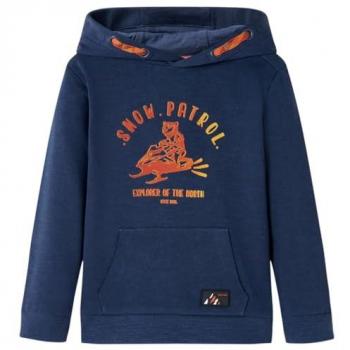 Sudadera con Capucha Infantil Azul Marino y Naranja 140, Ropa de Manga Larga para Niños con Bolsillo y Gorro