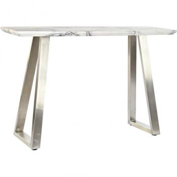 Consola MDF DKD Home Decor Blanco Plateado Acero 120 x 40 x 76 cm