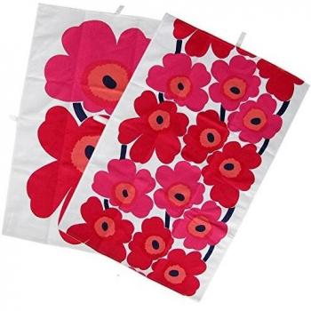 Unikko Tea Towel Set of 2, Red