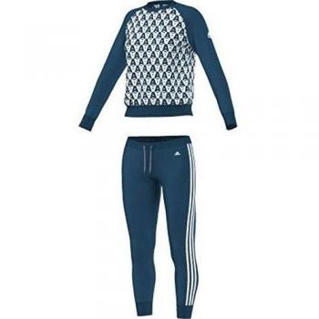 adidas Crewneck Suit - Chándal para mujer, color azul / blanco, talla LL