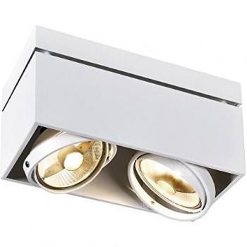 Lámpara de techo cuadrada SLV Kardamod, blanca, acero, 2 luces GU10, máxima 2x75W