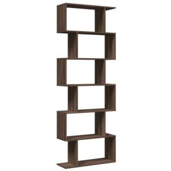 Librería divisora 6 estantes madera marrón roble 70x24x193 cm en aglomerado