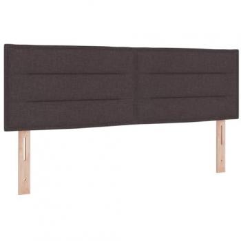 Cabecero LED con Luces de Tiras LED Marrón Oscuro 144 cm Tela
