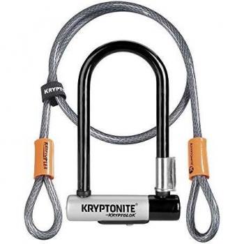 Kryptonite (001973/001683 ANTIRROBO U KRYPTOLOK Mini-7 w/Flex Cable Y FLEXFRAME Bracket (82x178) Candado, Calidad, Gris