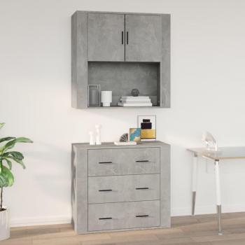 Armario de hormigón gris 80x33x80 cm de madera multicapa
