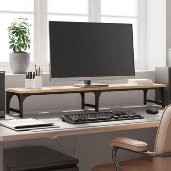 Soporte de Pantalla Estante para Monitor de Madera de Ingeniería, Color Negro, Gris Sonoma y Marrón Roble, dimensiones 105x23x15.5 cm