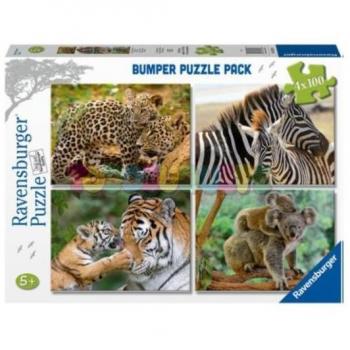 RAVENSBURGER Puzzle Animales Salvajes 4x100pzs