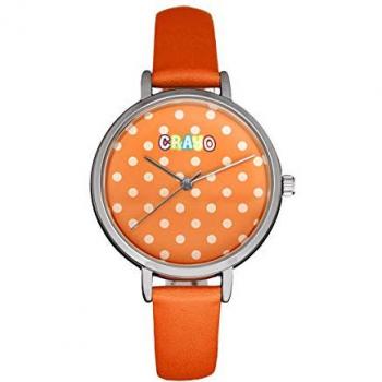 Crayo Unisex Orange Dot Quartz Watch - Stainless Steel and Leather, One Size