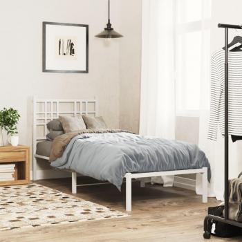 Cama solar sin materia con cabecero de metal blanco 75x190 cm
