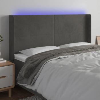 Cabecero con LED de terciopelo gris oscuro 183x16x118/128 cm vidaXL