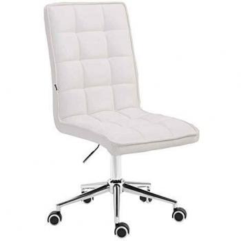 Taburete de trabajo Peking V2 en simil cuero blanco, regulable en altura y pivotante