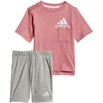 Conjunto Deportivo Adidas Badge of Sport Summer para Niños en color rosa y gris, talla 1-2 años