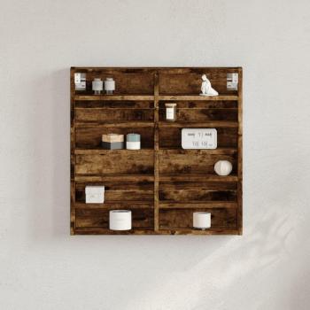 Gabinete de vitrina de roble ahumado 60x8,5x58 cm de madera multicapa