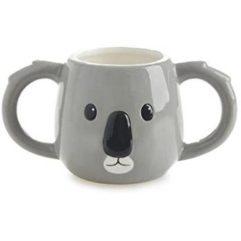 Taza Cerámica Koala Gris 400 ml Apta para Lavavajillas en Forma de Cabeza