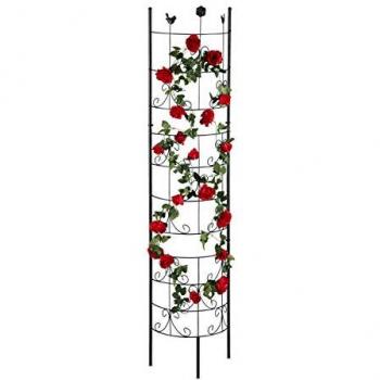 Enrejado de Metal Semicircular para Plantas Trepadoras, 180 cm Alto, Diseño Decorativo, Libre de Soporte, Color Negro
