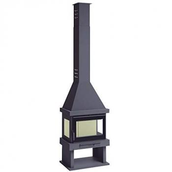 Chimenea de Leña con Turbina Tangencial a 3 Caras FM Modelo C-303 TK Cristal Serigrafiado en puerta y Interior de Vermiculita