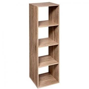 Estantería Teo Alta Natural con 4 Compartimentos de Madera
