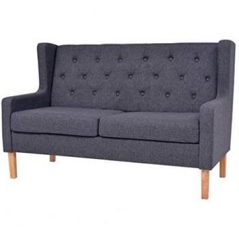 vidaXL Sofá de 2 Plazas Tela Gris Asiento Sillón Silla Banco Mueble Mobiliario