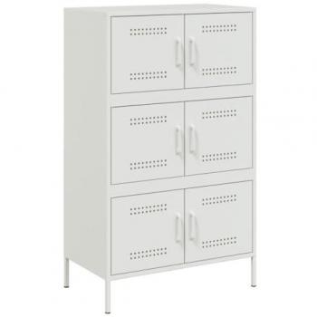 Aparador de acero blanco 68x39x113 cm, alto, alacena, armario auxiliar, armario, armario de almacenaje