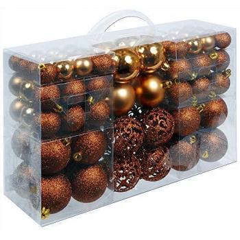 Juego de 100 Bolas de Navidad de Bronce - Decoración Resistente para Interior y Exterior, Variedad de Tamaños (3/4/6 cm)