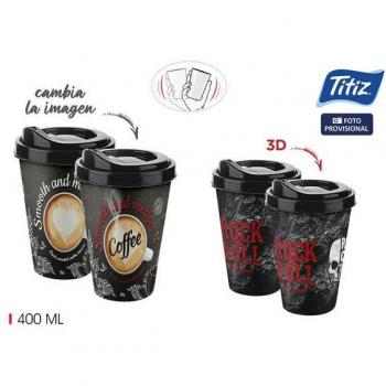 Taza con Tapa Titiz 3D 400 ml