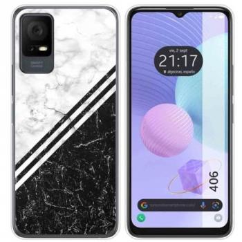 Funda de Silicona para TCL 406 con Diseño de Mármol 01
