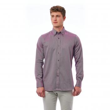 Bagutta Burgundy Cotton Button Down Casual Shirt - Size XL