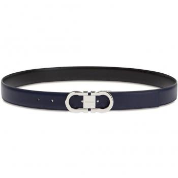 Ferragamo Men's Gancini Leather Belt in Blue, Size 110, Style Number 670326