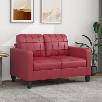 Sofá de 2 Plazas de Cuero Sintético Rojo Vino 120 cm Vidaxl