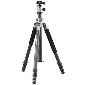 Trípode Carbono Cullmann Mundo 528MC - 3 patas, altura ajustable 22-183.5 cm, incluye monopod y cabezal de bola, color plata