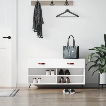 Banco zapatero blanco 102x35x55 cm de madera multicapa
