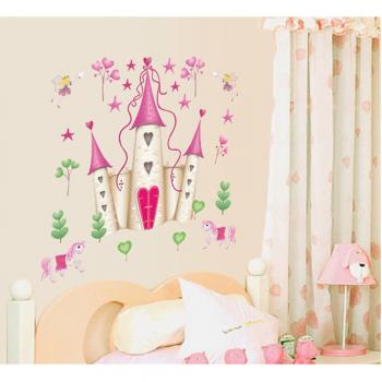 ufengke® Castillo de la Princesa de Dibujos Animados Pegatinas de Pared, Vivero Habitación de los Niños Removible Etiquetas de la Pared/Murales