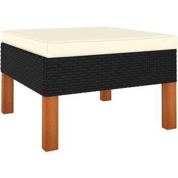 vidaXL Reposapiés de ratán sintético y madera maciza de eucalipto