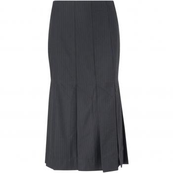 Melange Stripe Midi Skirt - Black Female, Size 36