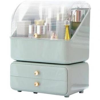 Caja organizadora de cosméticos 2 en 1 color verde