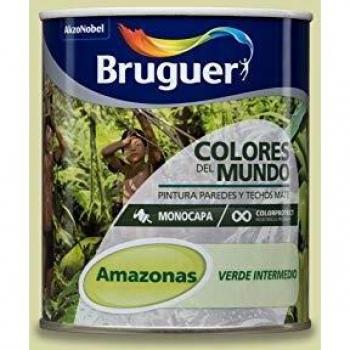 Bruguer Colores del Mundo Pintura para paredes monocapa Amazonas Verde Intermedio 750 ml
