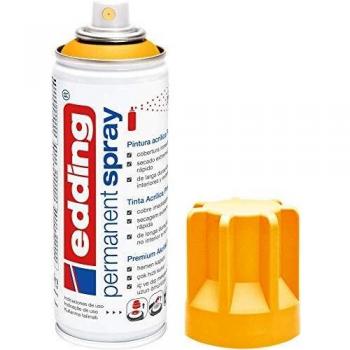edding 5200 spray permanente - amarillo sol mate - 200 ml - pintura acrílica para pintar y decorar vidrio, metal, madera, cerámica, plástico, lienzo - aerosol, spray acrílico, spray de pintura