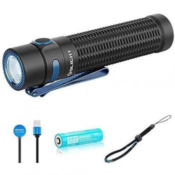 OLIGHT Warrior Mini Linterna Táctica Profesional, Linterna LED Portátil, Linterna Pequeña y Potente, Lámpara USB Recargable 1500 Lúmenes Lámpara Militar de 5 Modos, con Batería 18650,Negro